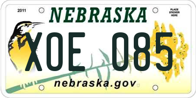 NE license plate XOE085