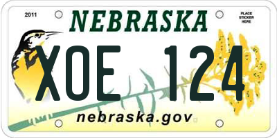 NE license plate XOE124