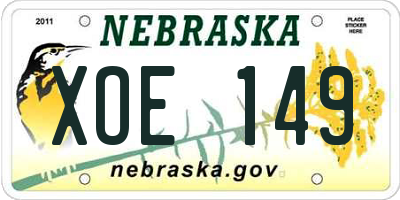 NE license plate XOE149