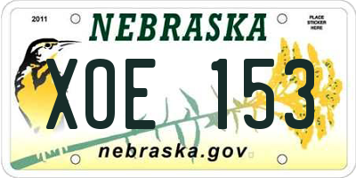 NE license plate XOE153