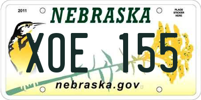 NE license plate XOE155