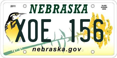 NE license plate XOE156