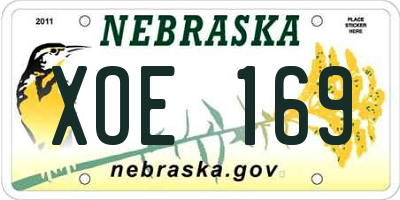 NE license plate XOE169