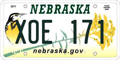 NE license plate XOE171