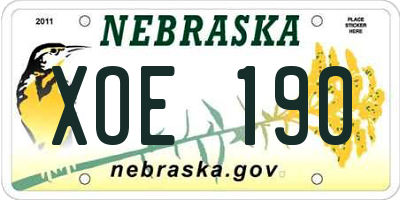 NE license plate XOE190