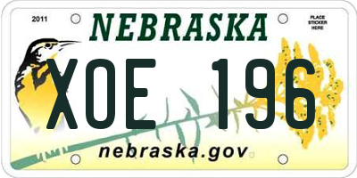 NE license plate XOE196