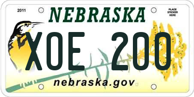 NE license plate XOE200