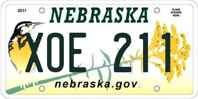 NE license plate XOE211