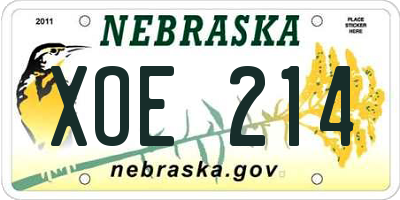 NE license plate XOE214
