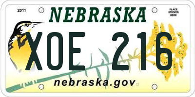 NE license plate XOE216