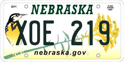 NE license plate XOE219