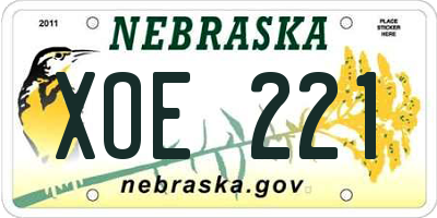 NE license plate XOE221