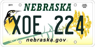 NE license plate XOE224