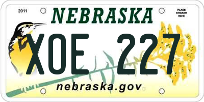 NE license plate XOE227