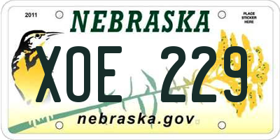 NE license plate XOE229