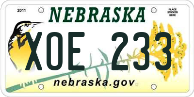 NE license plate XOE233