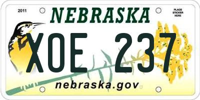 NE license plate XOE237