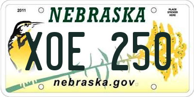 NE license plate XOE250