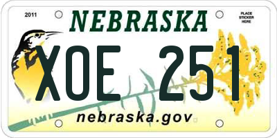 NE license plate XOE251