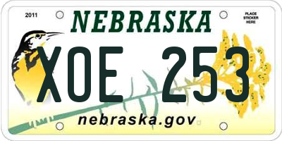 NE license plate XOE253