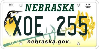 NE license plate XOE255