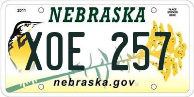 NE license plate XOE257