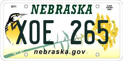NE license plate XOE265