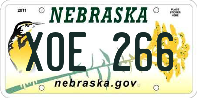 NE license plate XOE266