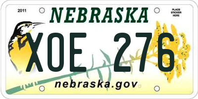 NE license plate XOE276