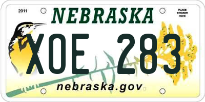 NE license plate XOE283
