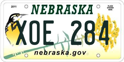 NE license plate XOE284