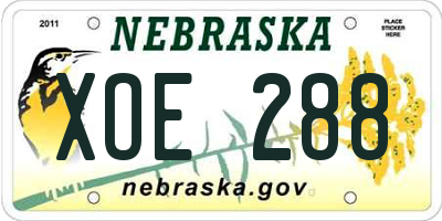NE license plate XOE288