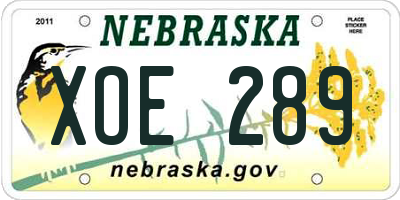 NE license plate XOE289