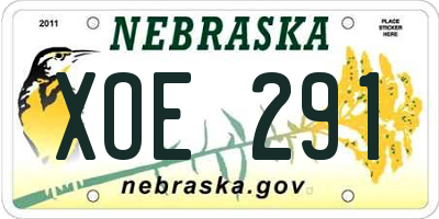 NE license plate XOE291