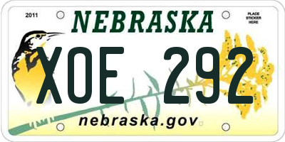 NE license plate XOE292
