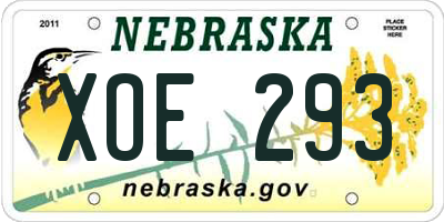 NE license plate XOE293