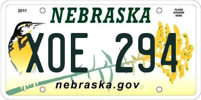 NE license plate XOE294