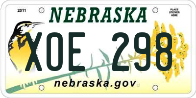 NE license plate XOE298
