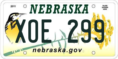 NE license plate XOE299