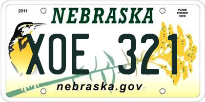 NE license plate XOE321
