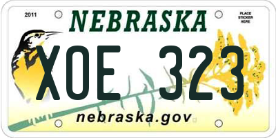 NE license plate XOE323