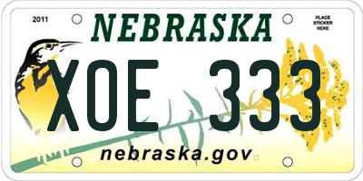 NE license plate XOE333