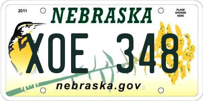 NE license plate XOE348