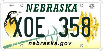 NE license plate XOE358
