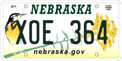NE license plate XOE364