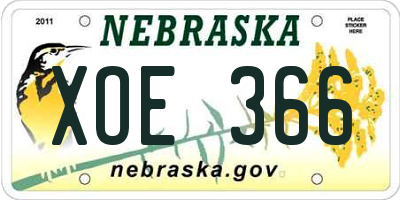 NE license plate XOE366