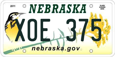NE license plate XOE375