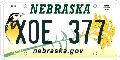 NE license plate XOE377