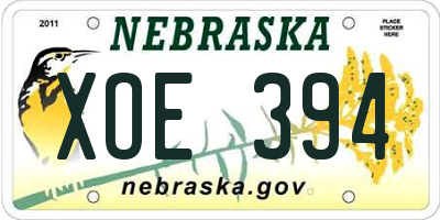 NE license plate XOE394