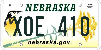 NE license plate XOE410